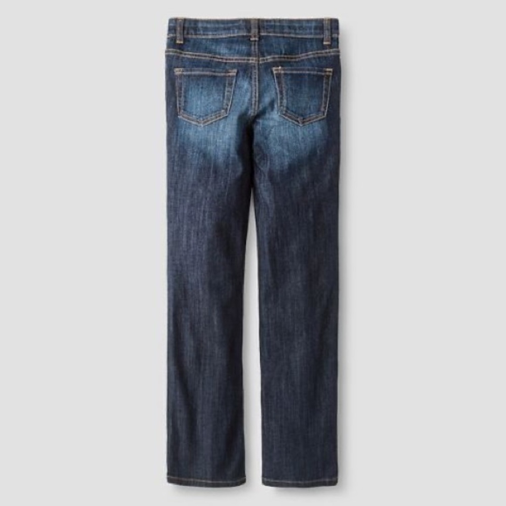 Cat & Jack Girls' Mid-Rise Bootcut Super Stretch Jeans Dark Wash - size 10 - Picture 2 of 11